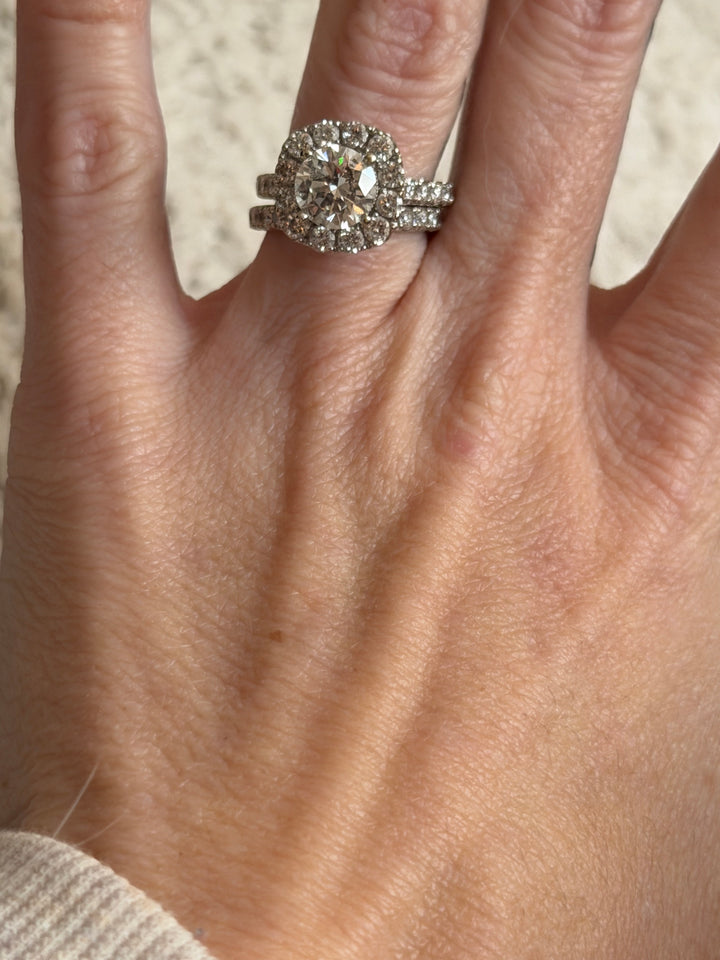 White Gold & Natural Diamond Vintage Set- center stone 1.5 carat, tcw 3.4 the layla edit.