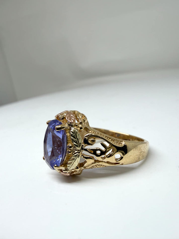 Tanzanite & two tone 10k gold size 7 ring Krystal Bouchara