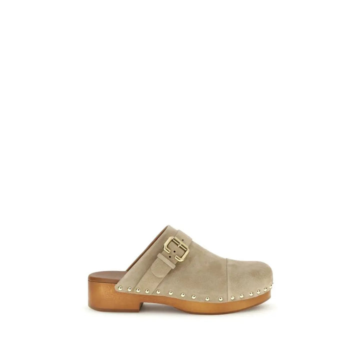 Beige Calf Leather Bos Taurus Clogs Chloé