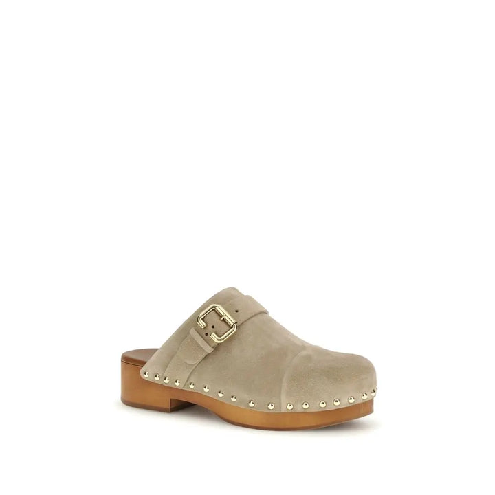 Beige Calf Leather Bos Taurus Clogs Chloé