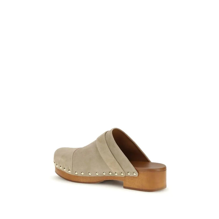 Beige Calf Leather Bos Taurus Clogs Chloé