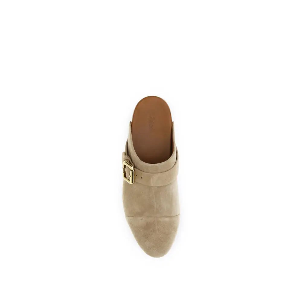 Beige Calf Leather Bos Taurus Clogs Chloé