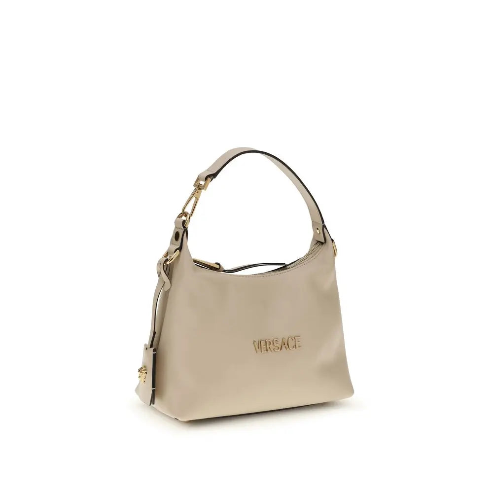 Beige Calf Leather Bos Taurus Handbag Versace