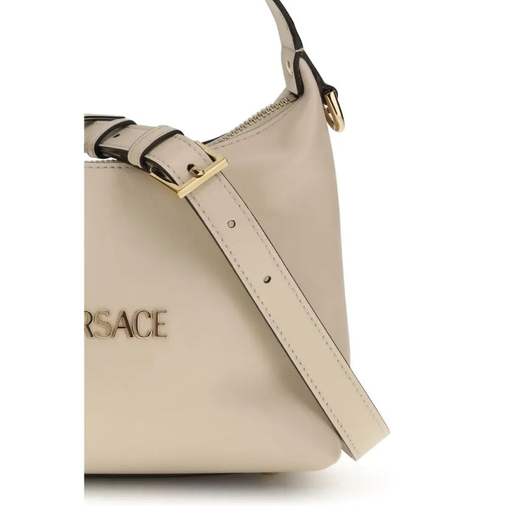 Beige Calf Leather Bos Taurus Handbag Versace