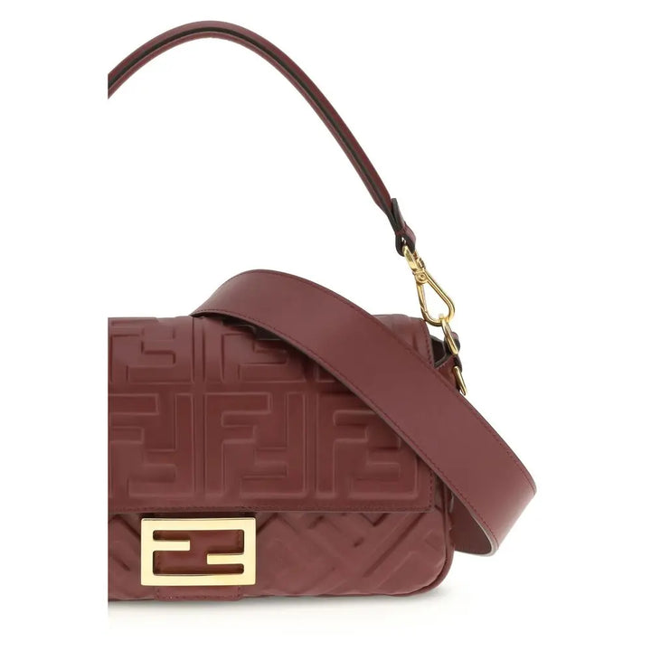 Bordeaux Calf Leather Bos Taurus Shoulder Bag Fendi