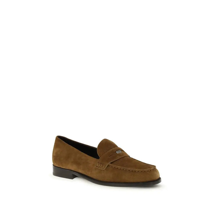Beige Calf Leather Bos Taurus Slip-On Loafers Tory Burch