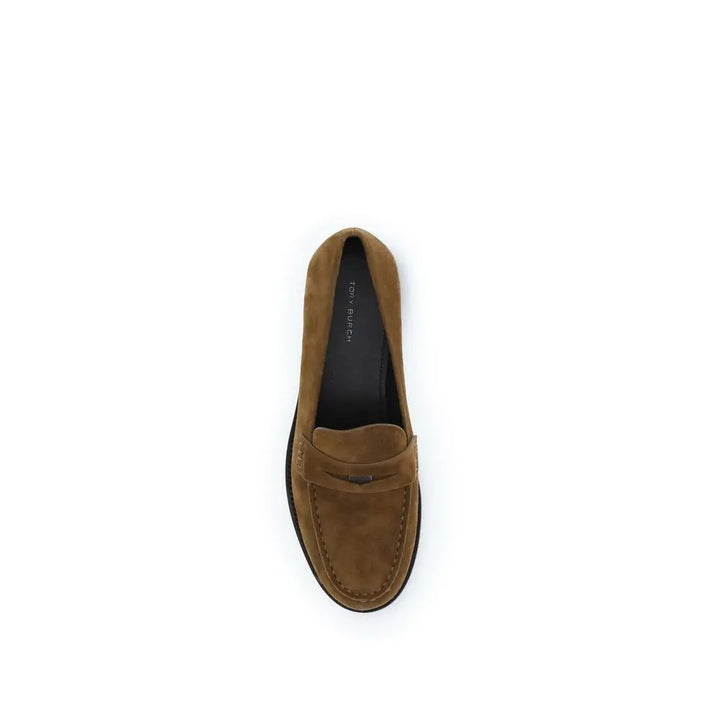 Beige Calf Leather Bos Taurus Slip-On Loafers Tory Burch