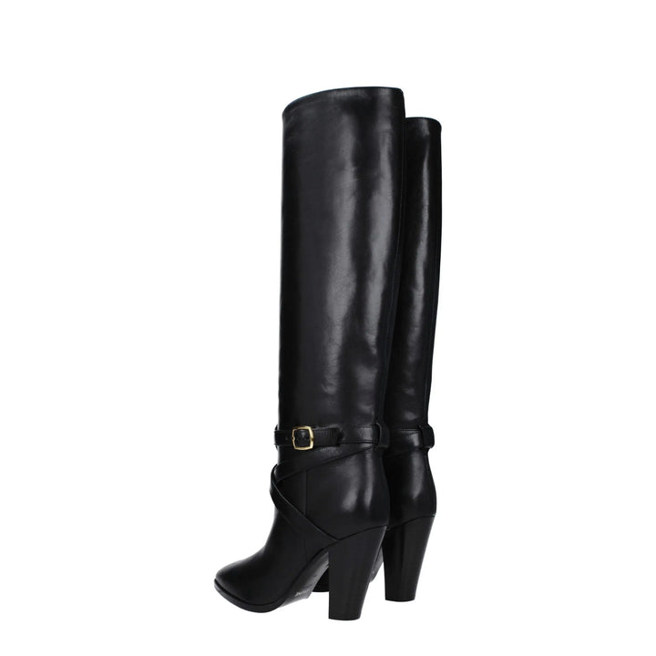 Black Leather High Heel Boots Celine