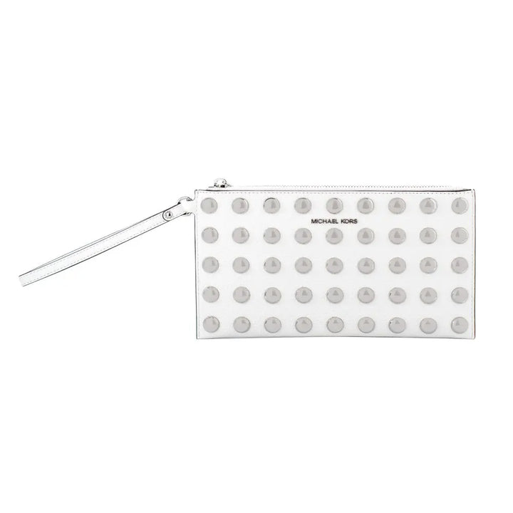 White Leather Clutch Bag Michael Kors