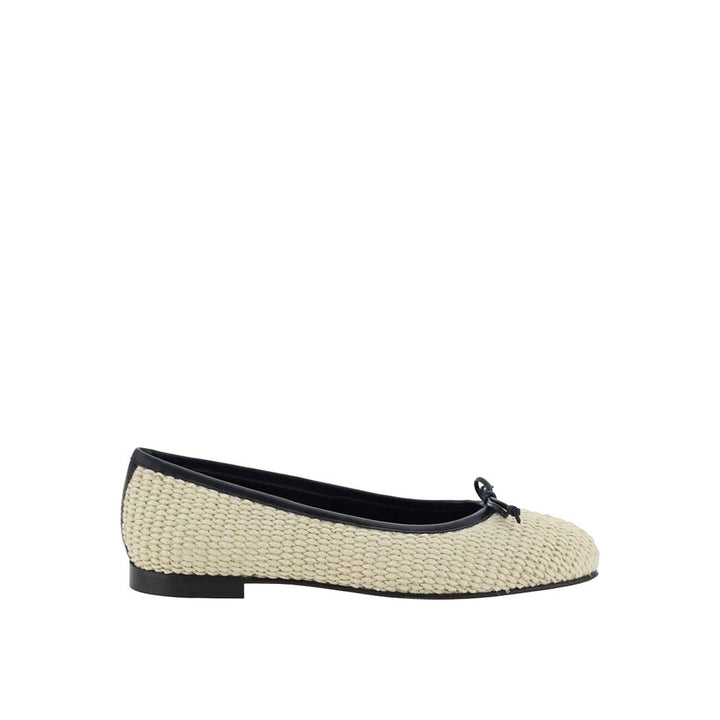 Beige Raffia Ballet Flats Manolo Blahnik
