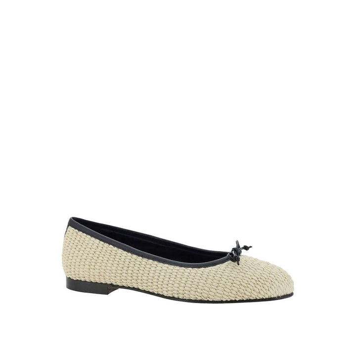 Beige Raffia Ballet Flats Manolo Blahnik