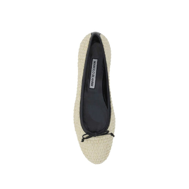 Beige Raffia Ballet Flats Manolo Blahnik