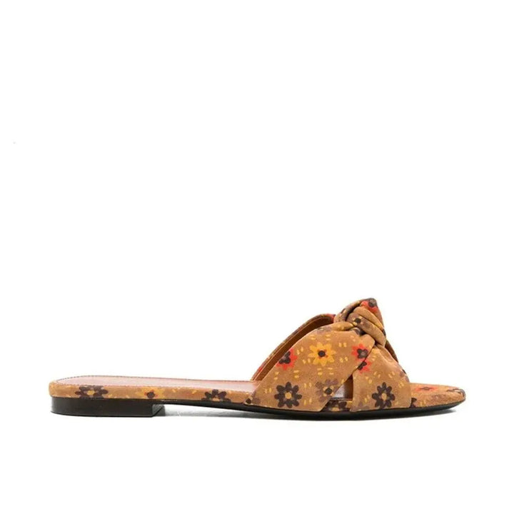 Brown Leather Slides Saint Laurent