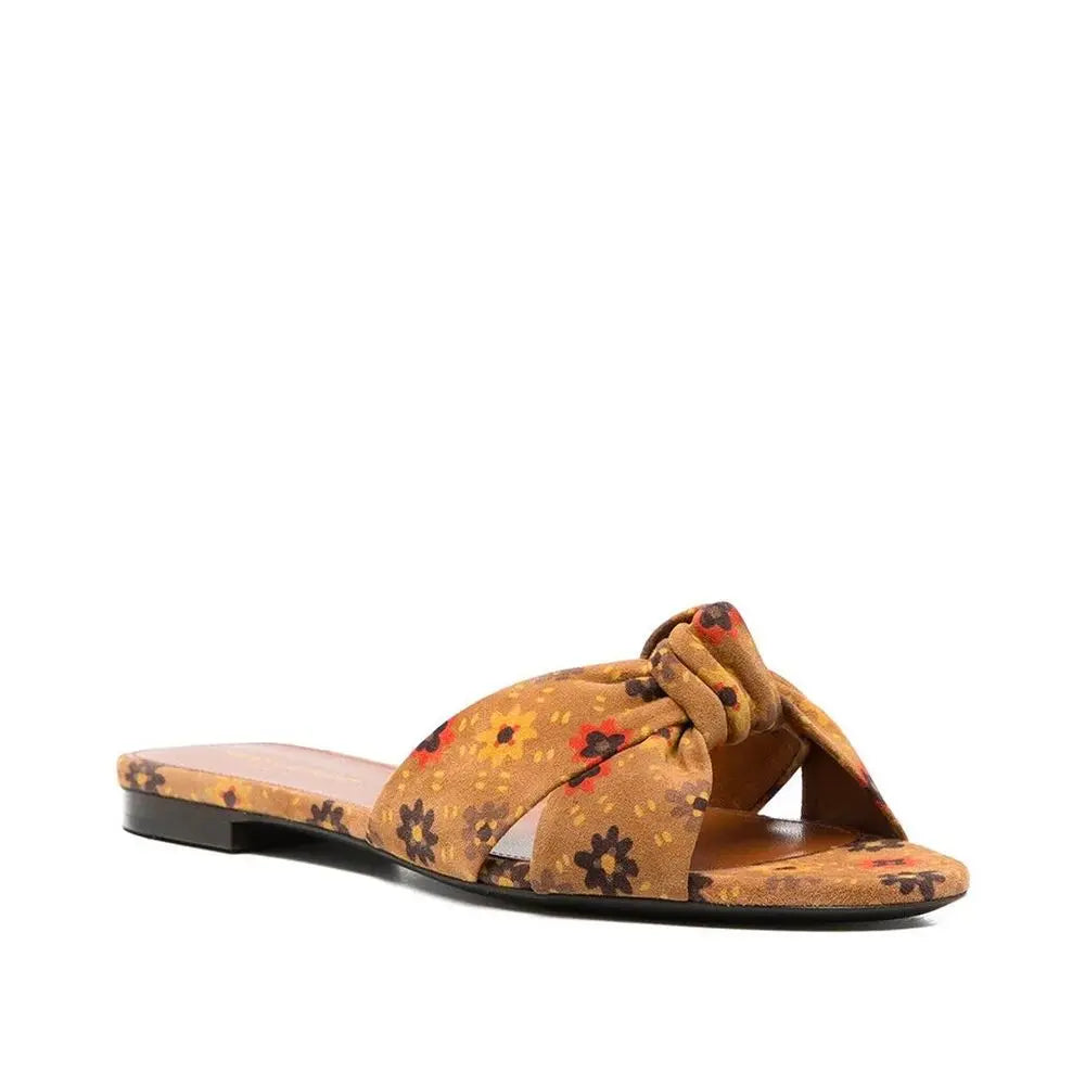 Brown Leather Slides Saint Laurent