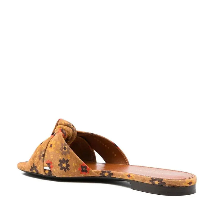 Brown Leather Slides Saint Laurent