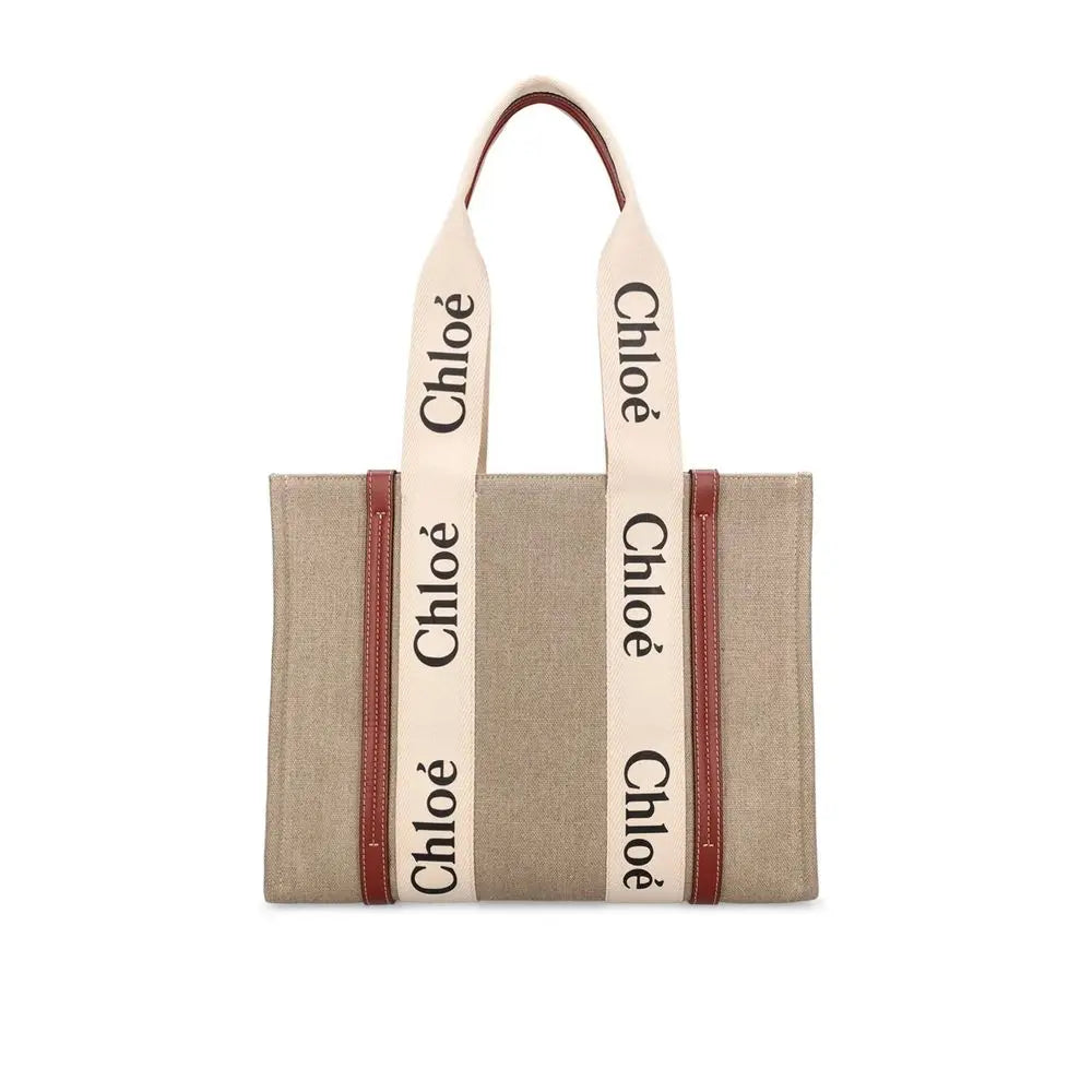 Beige Linen Tote Bag Chloé