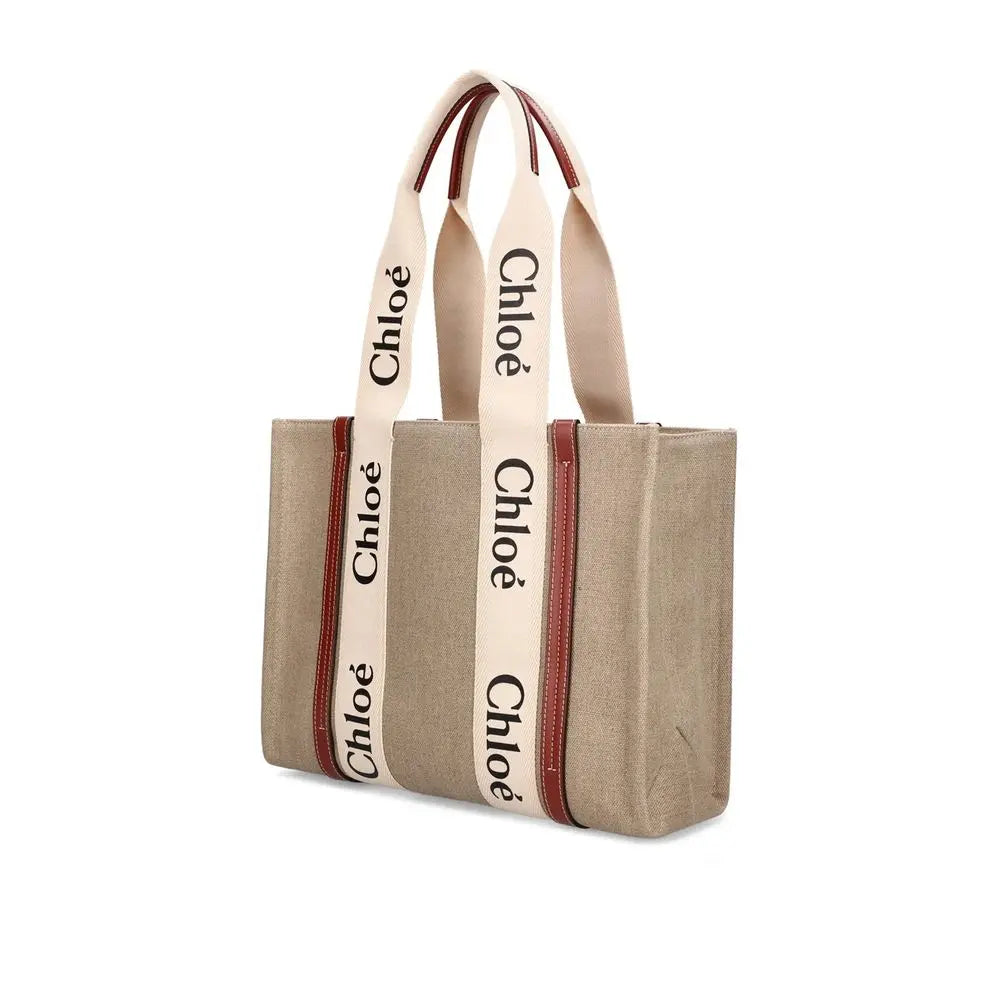 Beige Linen Tote Bag Chloé