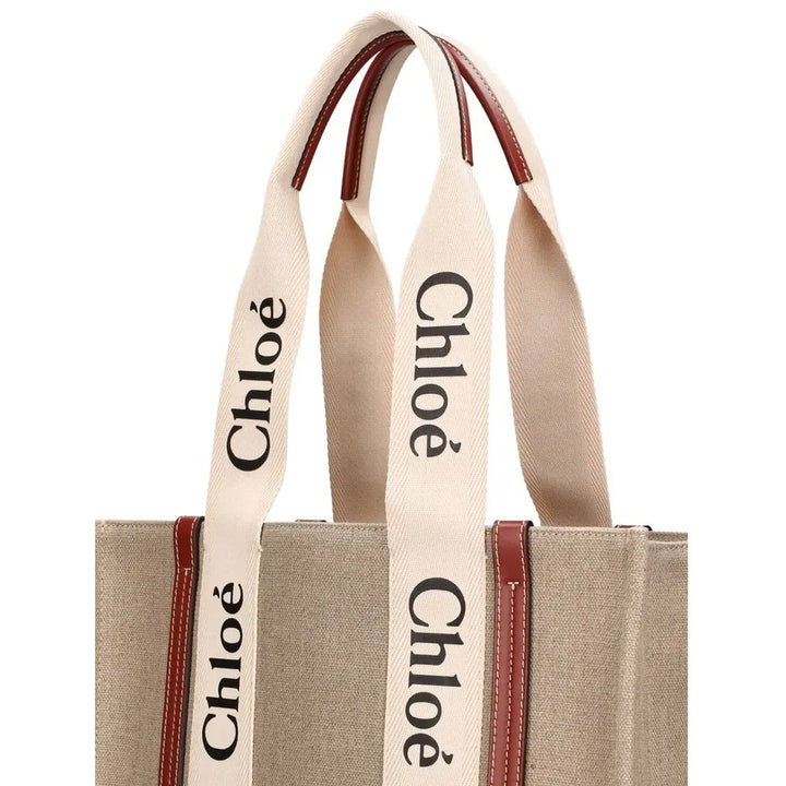 Beige Linen Tote Bag Chloé