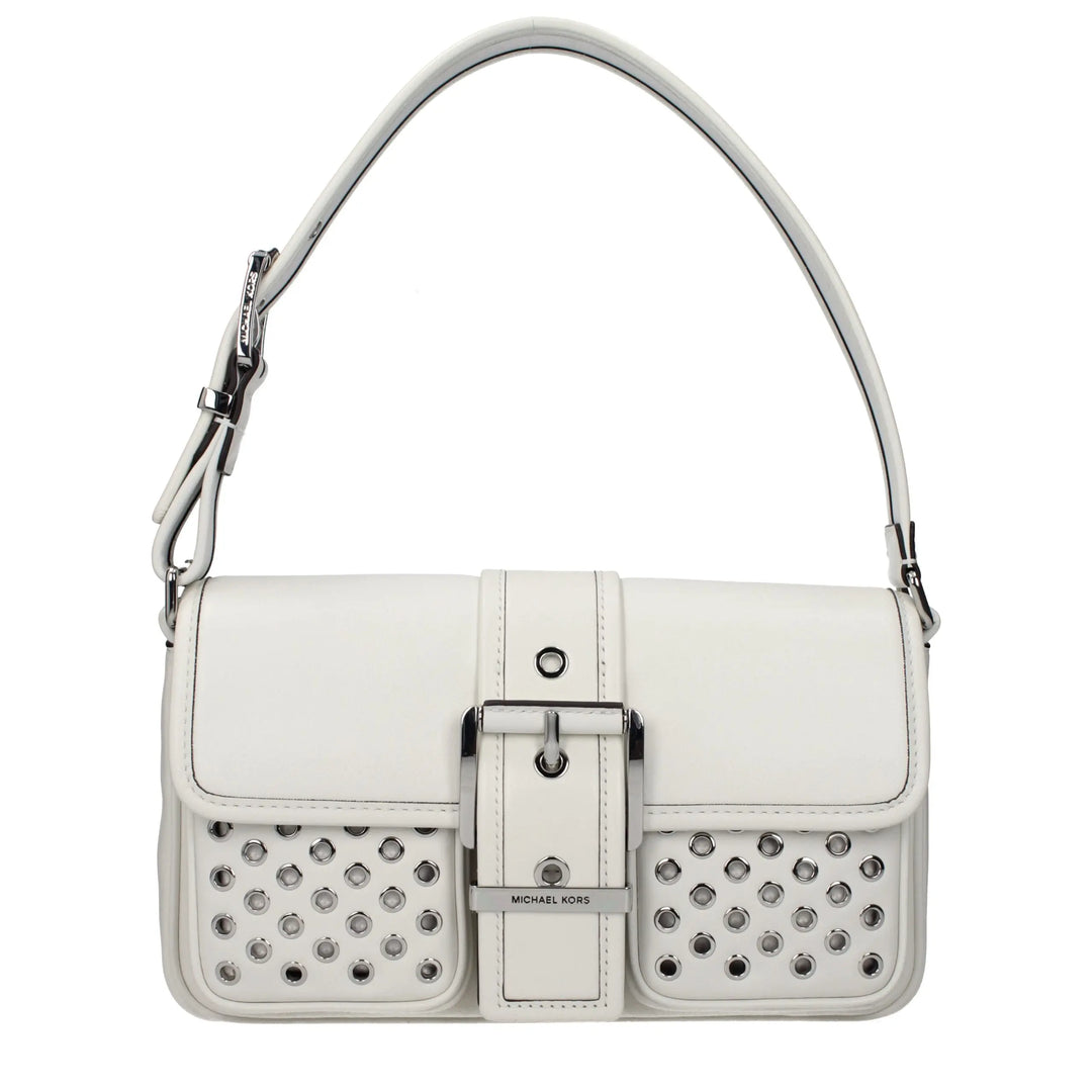 White Leather Shoulder Bag Michael Kors