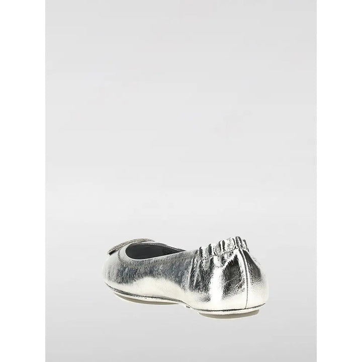 Silver Leather Ballet Flats Tory Burch