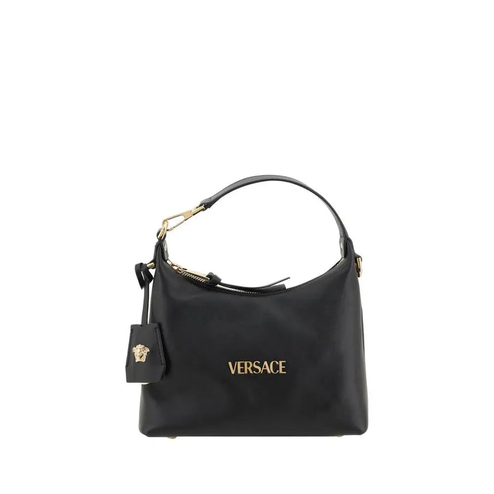 Black Calf Leather Bos Taurus Handbag Versace