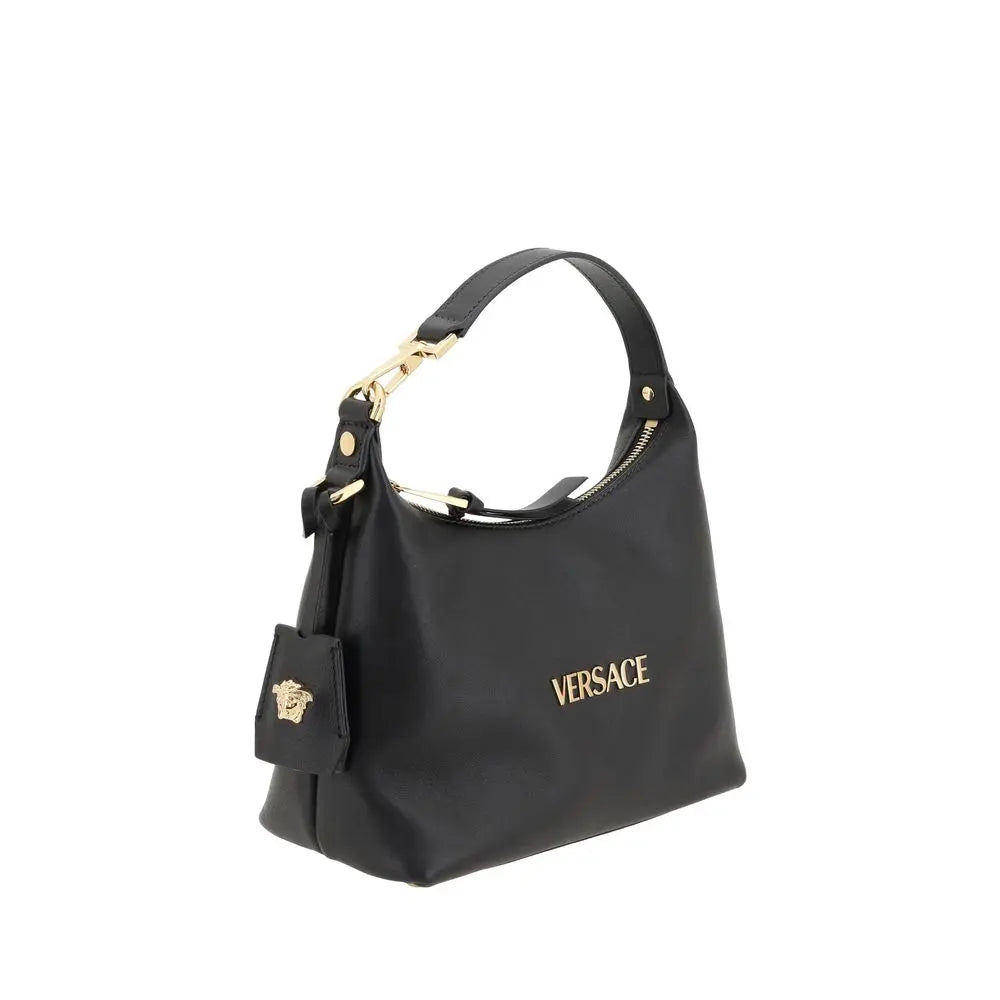 Black Calf Leather Bos Taurus Handbag Versace