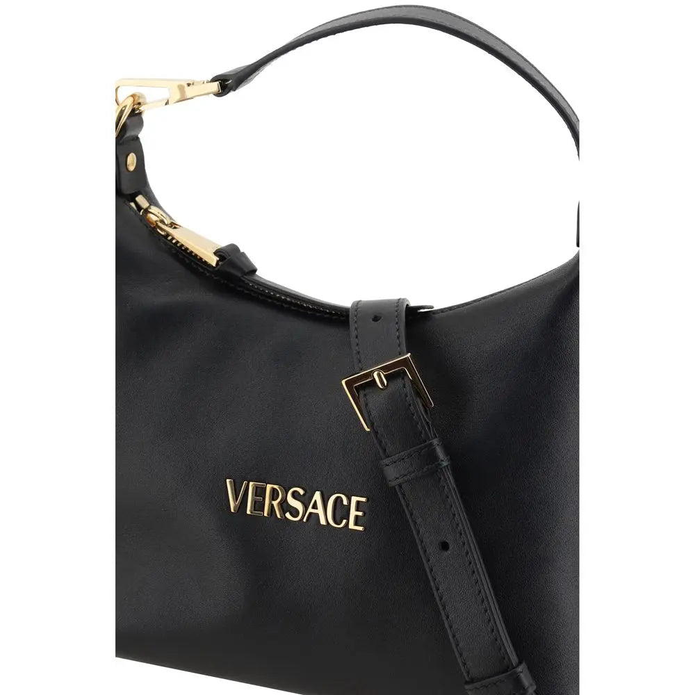 Black Calf Leather Bos Taurus Handbag Versace