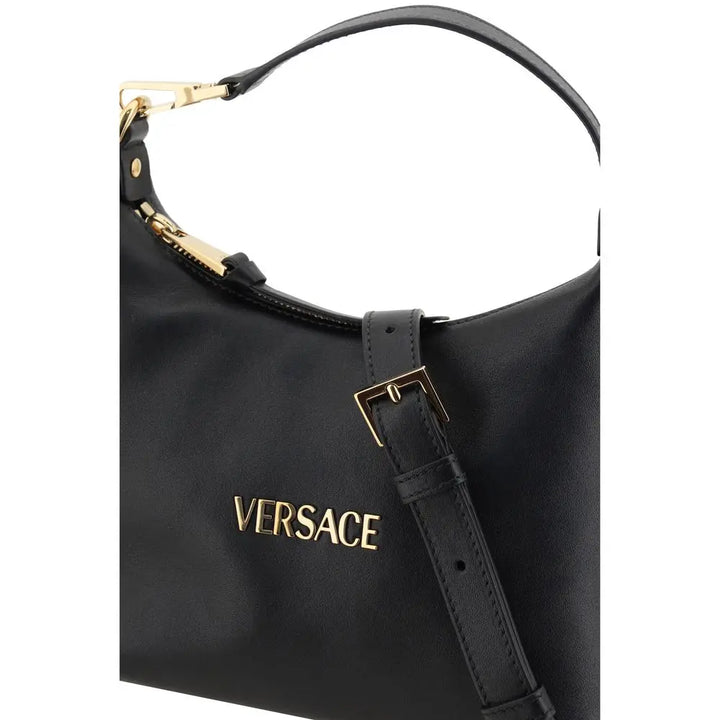 Black Calf Leather Bos Taurus Handbag Versace