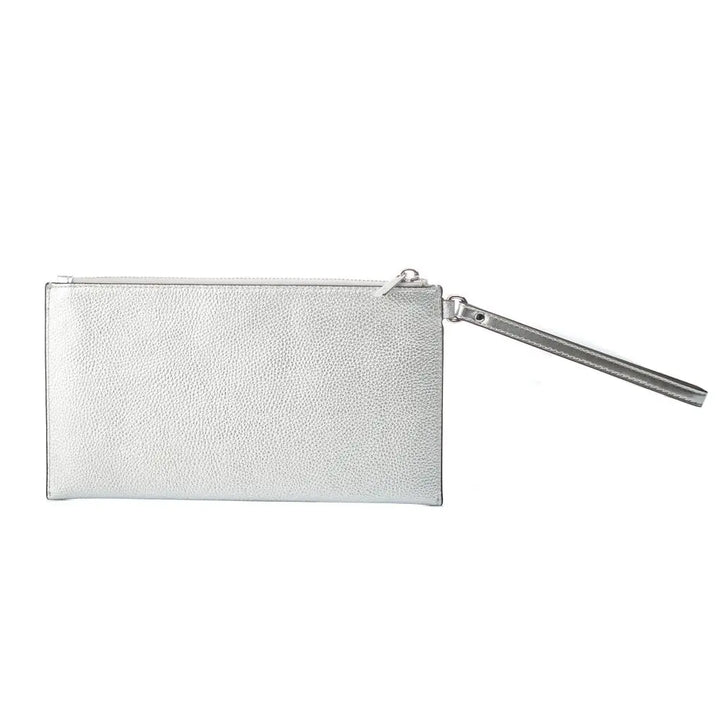 Gray Leather Clutch Bag Michael Kors