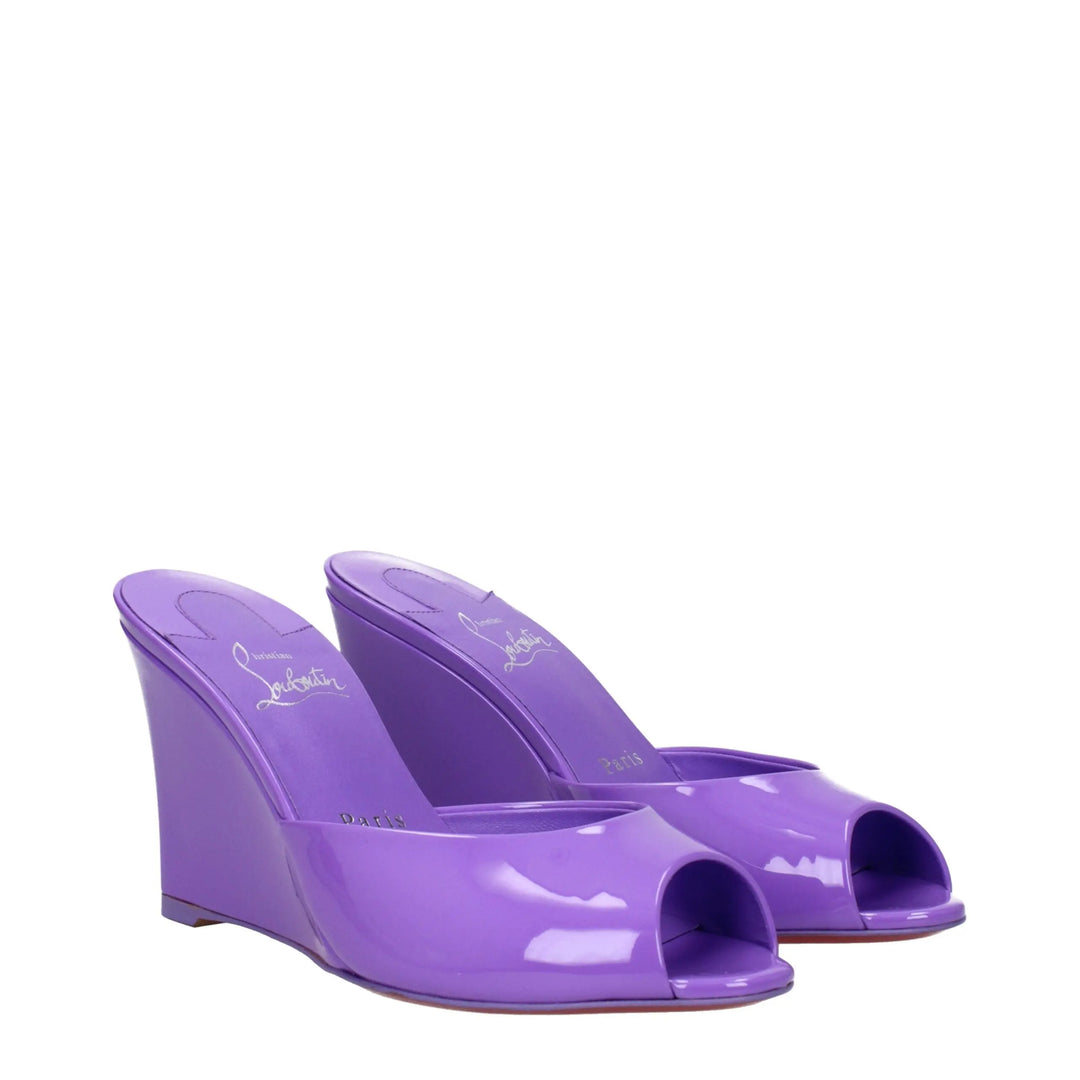 Purple Leather Wedge Sandals Christian Louboutin