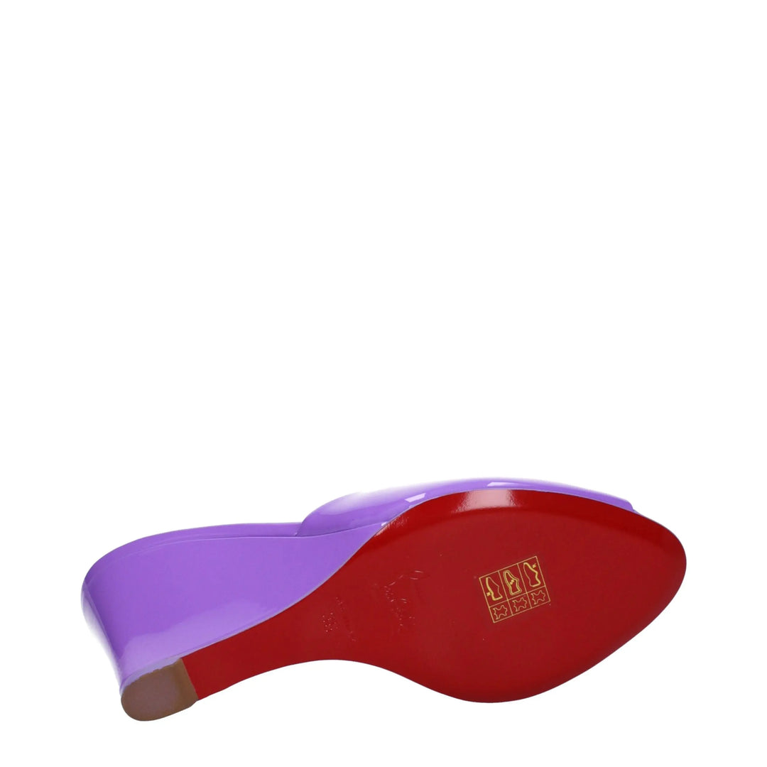 Purple Leather Wedge Sandals Christian Louboutin