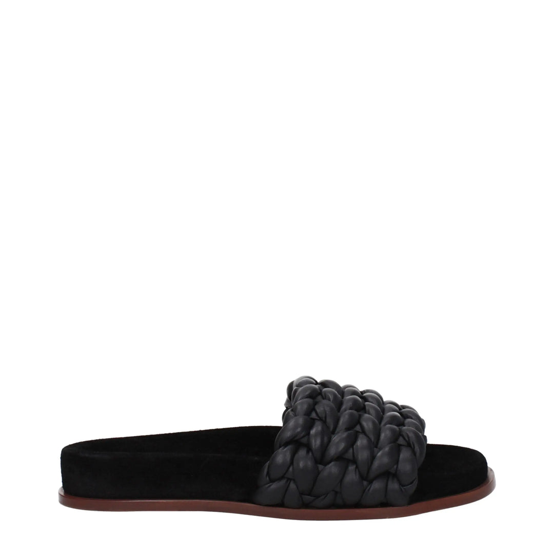 Black Leather Slippers Chloé