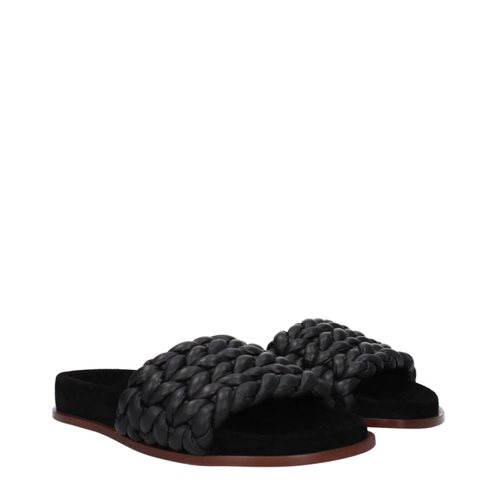 Black Leather Slippers Chloé