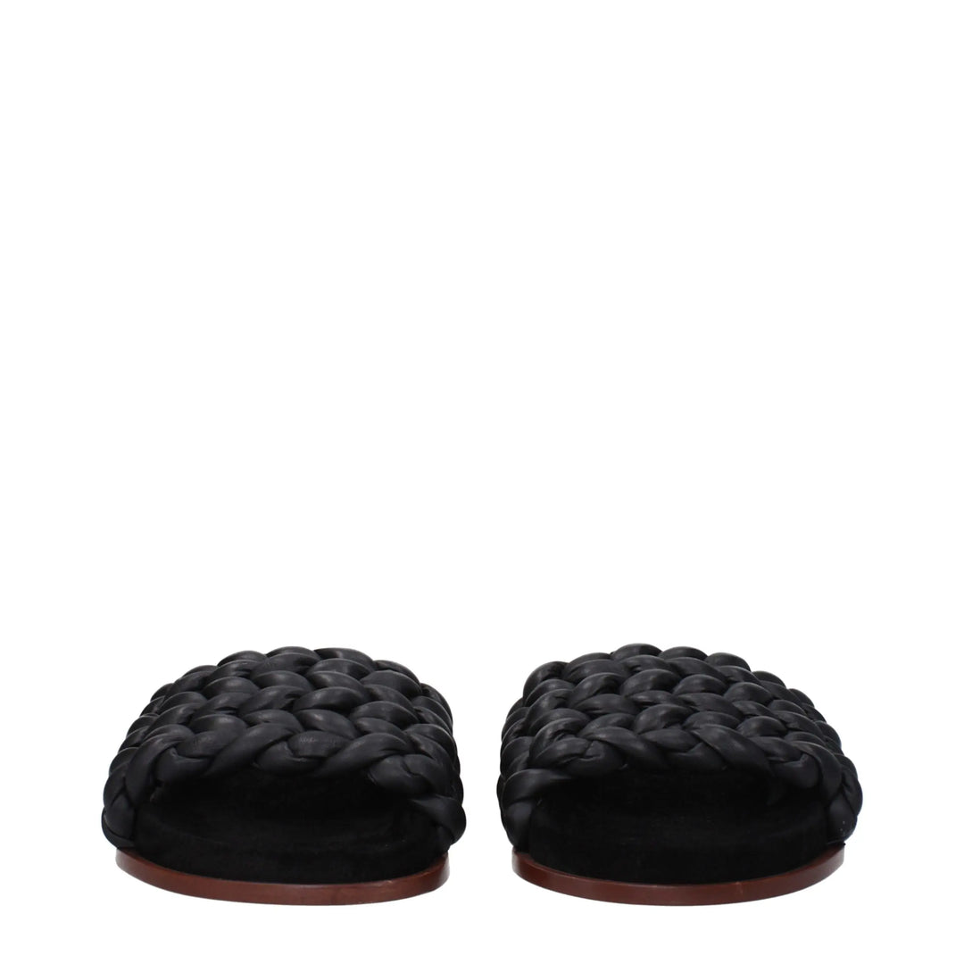 Black Leather Slippers Chloé