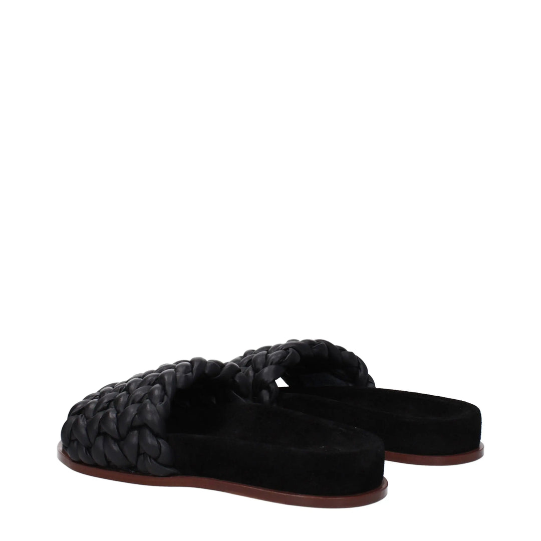 Black Leather Slippers Chloé