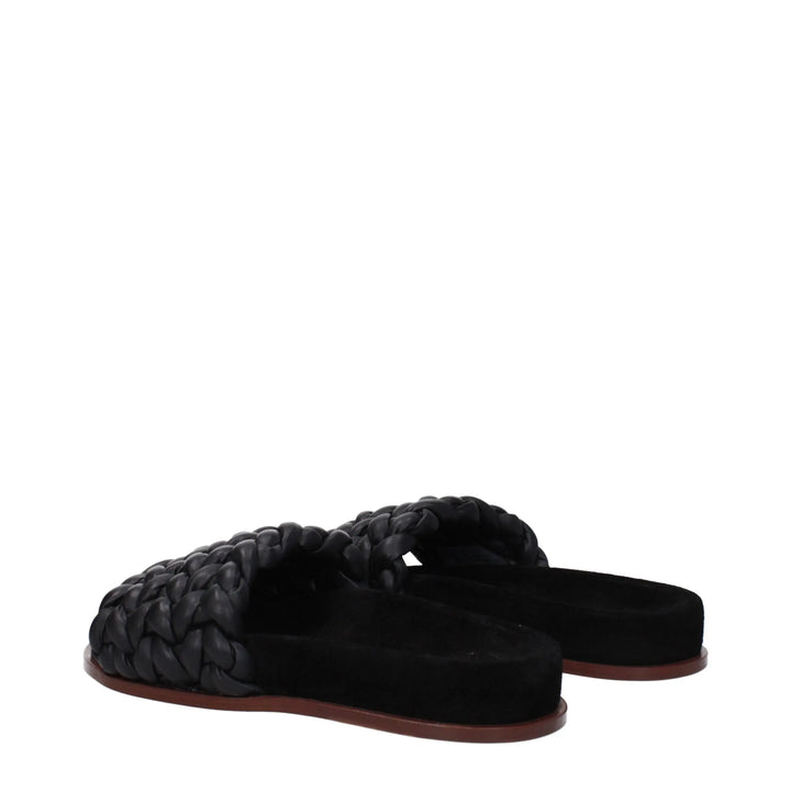 Black Leather Slippers Chloé
