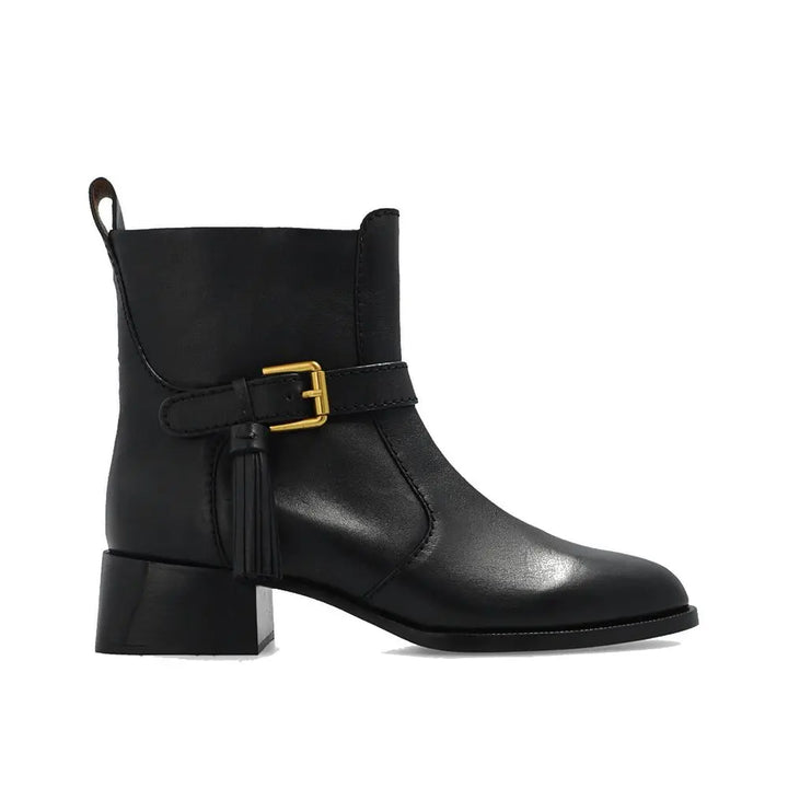 Black Calfskin Ankle Boots See By Chloé