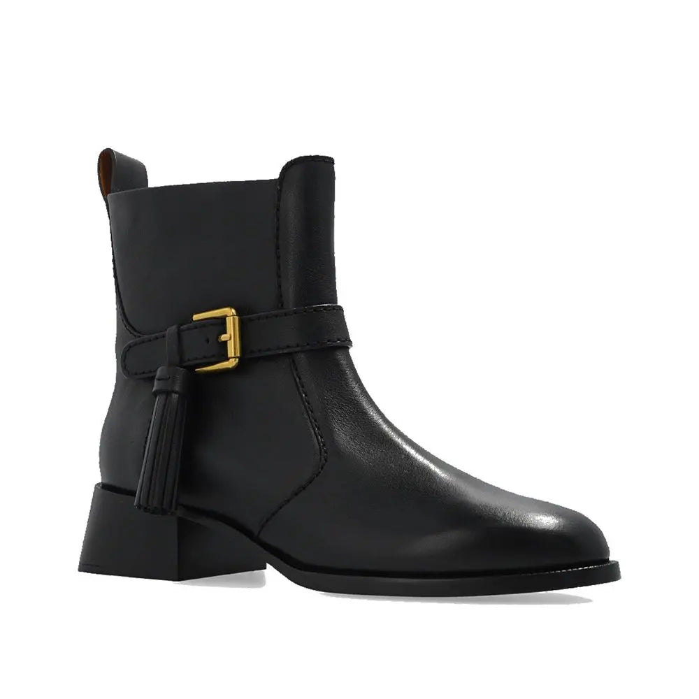 Black Calfskin Ankle Boots See By Chloé
