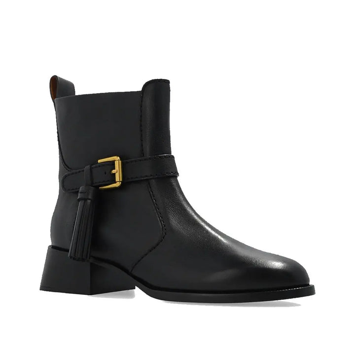 Black Calfskin Ankle Boots See By Chloé