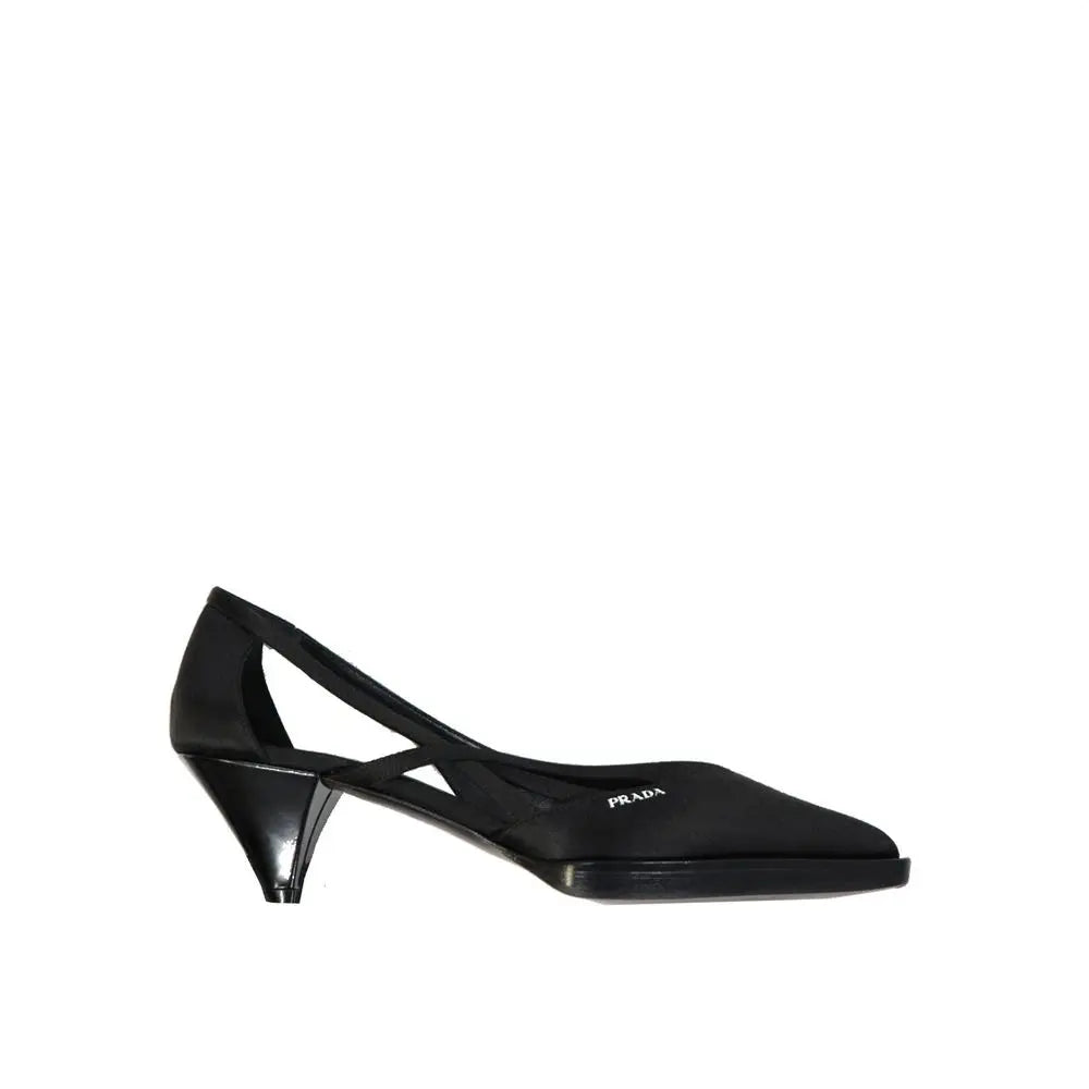Black Silk Mid Heel Pumps Prada