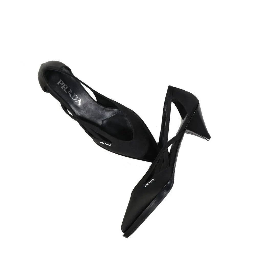 Black Silk Mid Heel Pumps Prada