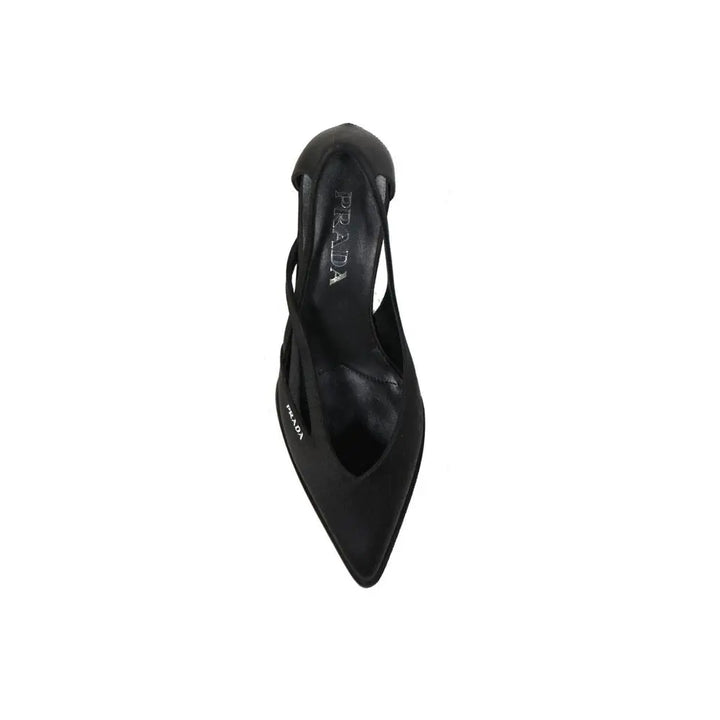Black Silk Mid Heel Pumps Prada