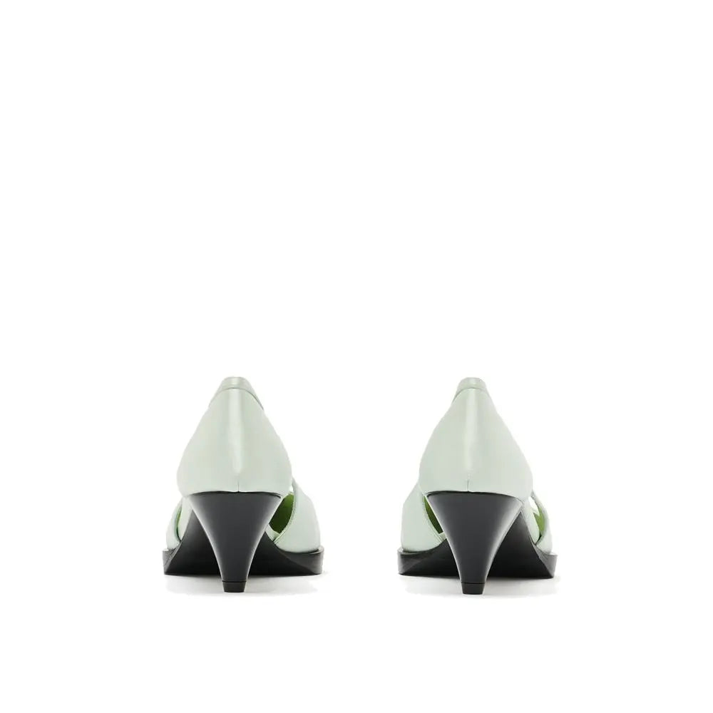 Bicolor Silk Mid Heel Pumps Prada