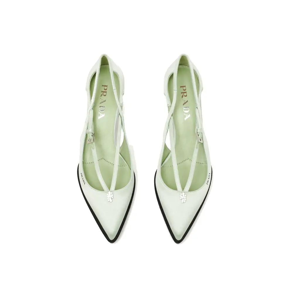 Bicolor Silk Mid Heel Pumps Prada
