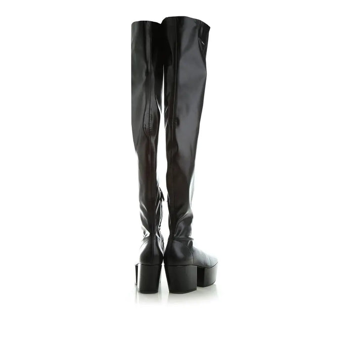 Black Calfskin Over The Knee Prada
