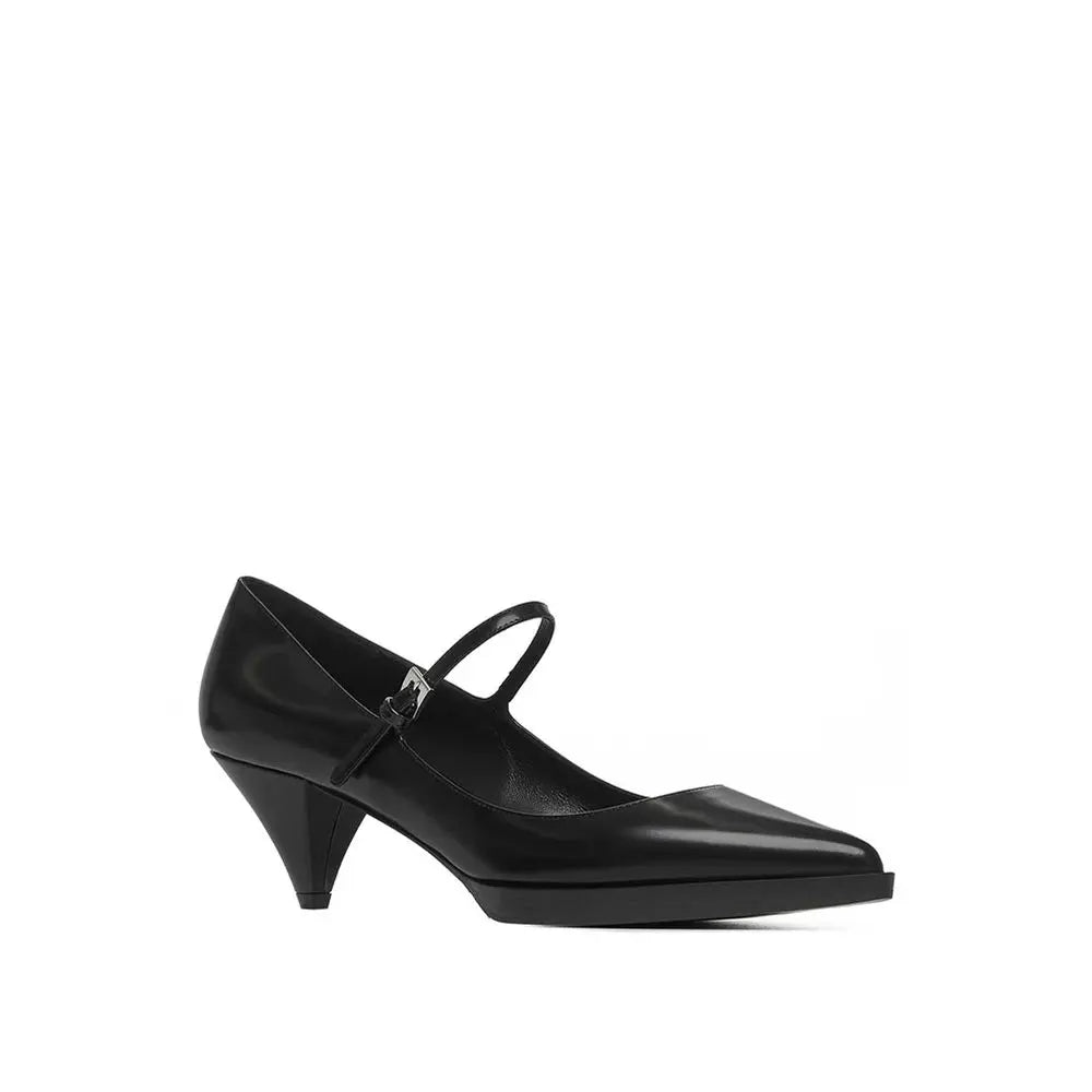 Black Calfskin Mid Heel Pumps Prada