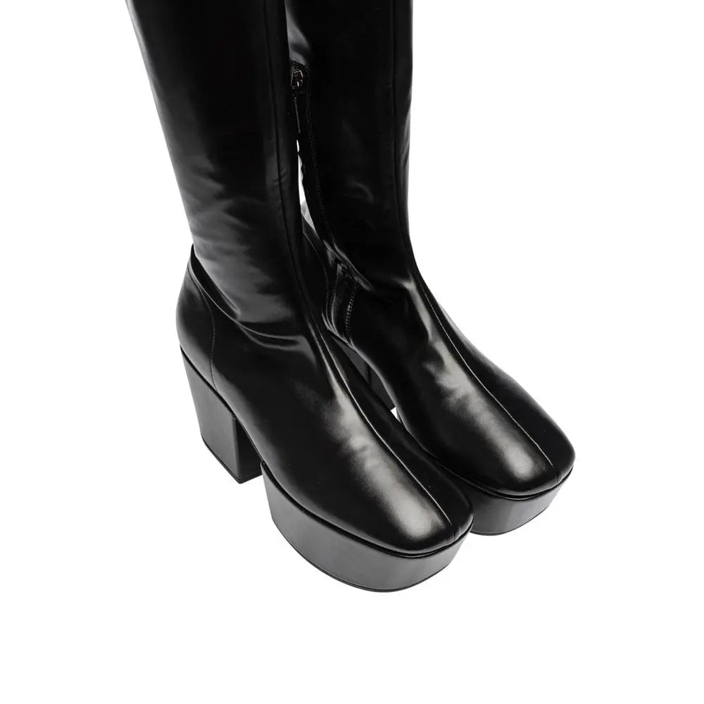 Black Calfskin Over The Knee Prada