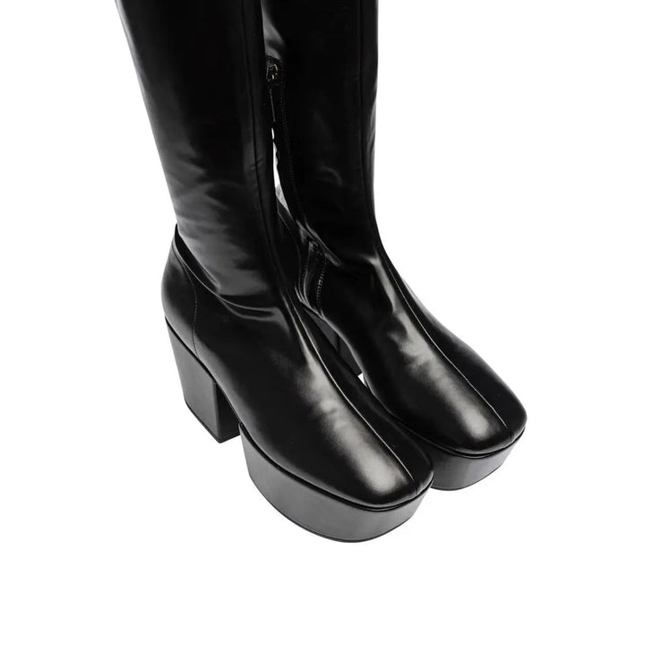 Black Calfskin Over The Knee Prada