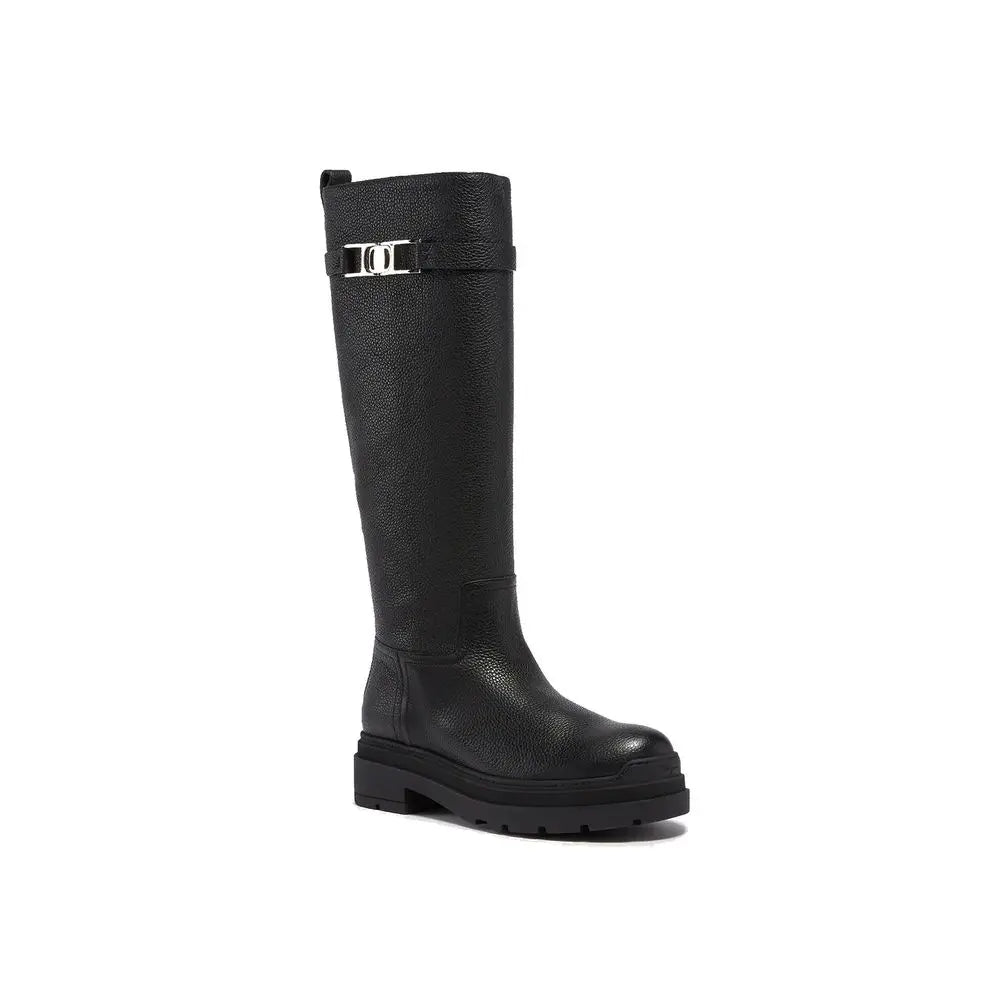 Black Calfskin Over The Knee Salvatore Ferragamo