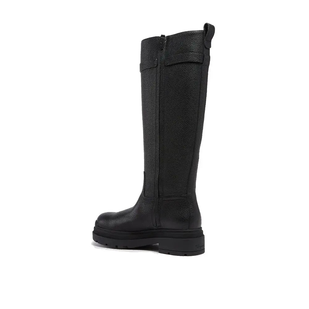 Black Calfskin Over The Knee Salvatore Ferragamo